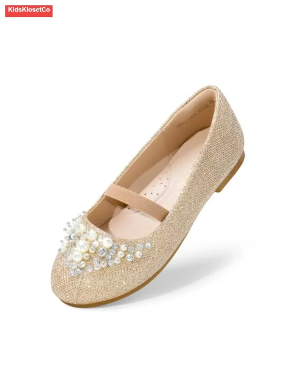 Girls Ballet Flats Mary Jane Dress Shoes Sparkly Pearls Rhinestones